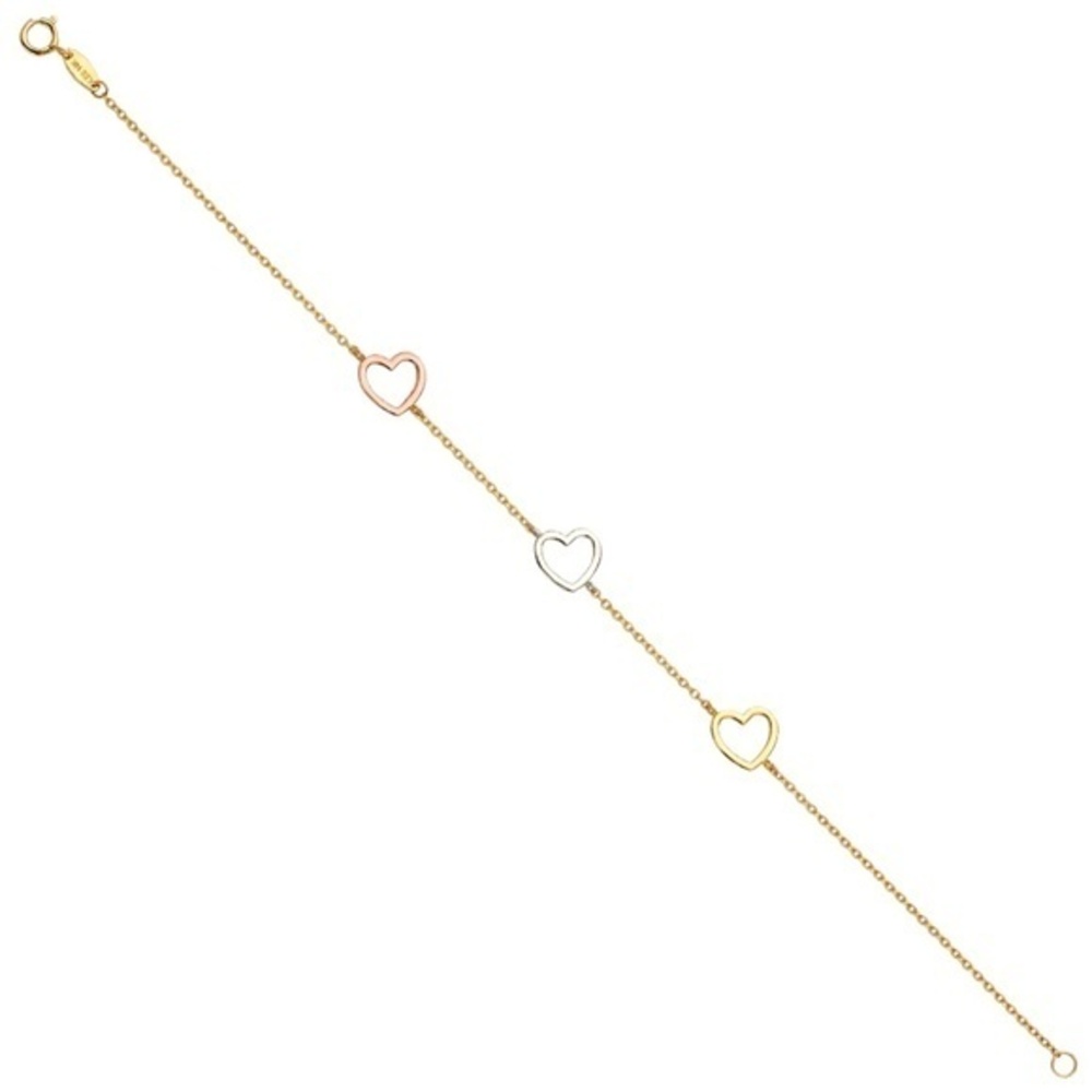 Dainty 14k Gold Heart Bracelet 8 inches